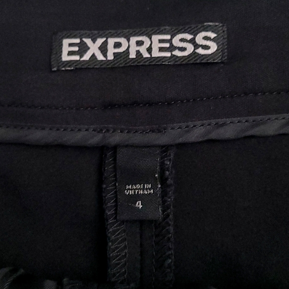 Express Black High Waist Mini Shorts Size 4 Lined Dressy Asymmetrical Hem Modern - Picture 8 of 15
